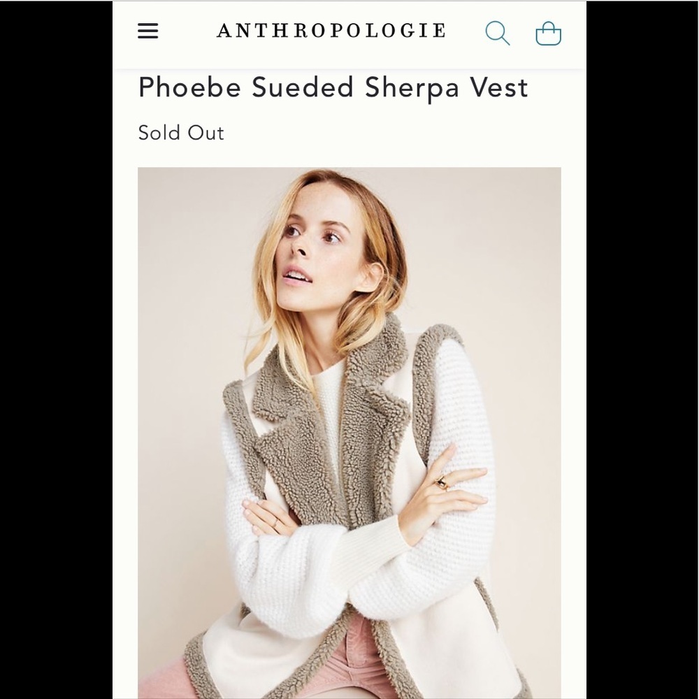 SALE NWT Anthropologie Phoebe Sueded Sherpa Vest O/S.
